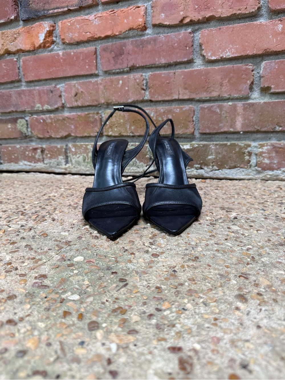 Women's Tony Bianco Black Pointed Toe Slingback Heels